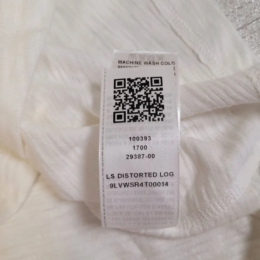 TRUE RELIGION Long Sleeve Shirt Sleeve Hits Optic White Unisex Medium *NEW* $79